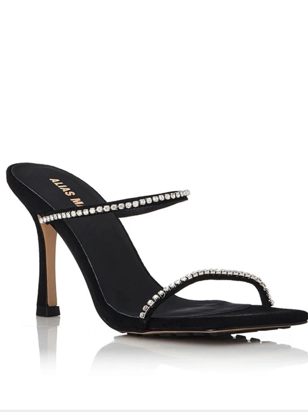 Alias Mae Black Crystal-Embellished Heeled Sandal - Picture 1 of 7